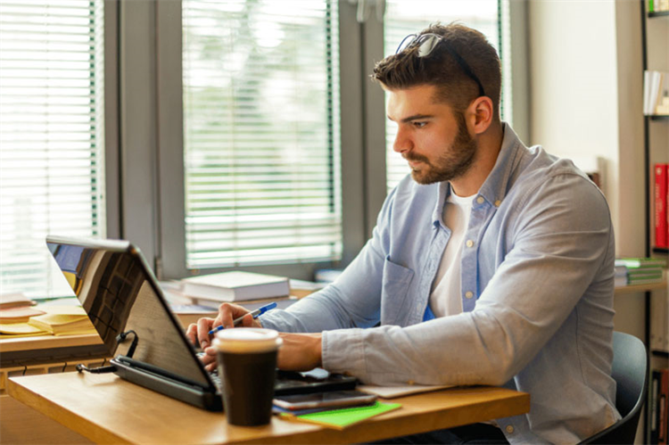 Man working at a laptop