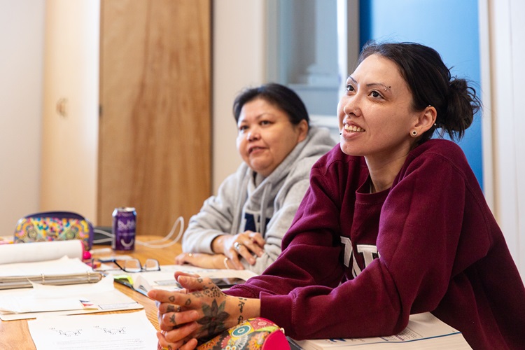 2 students listening